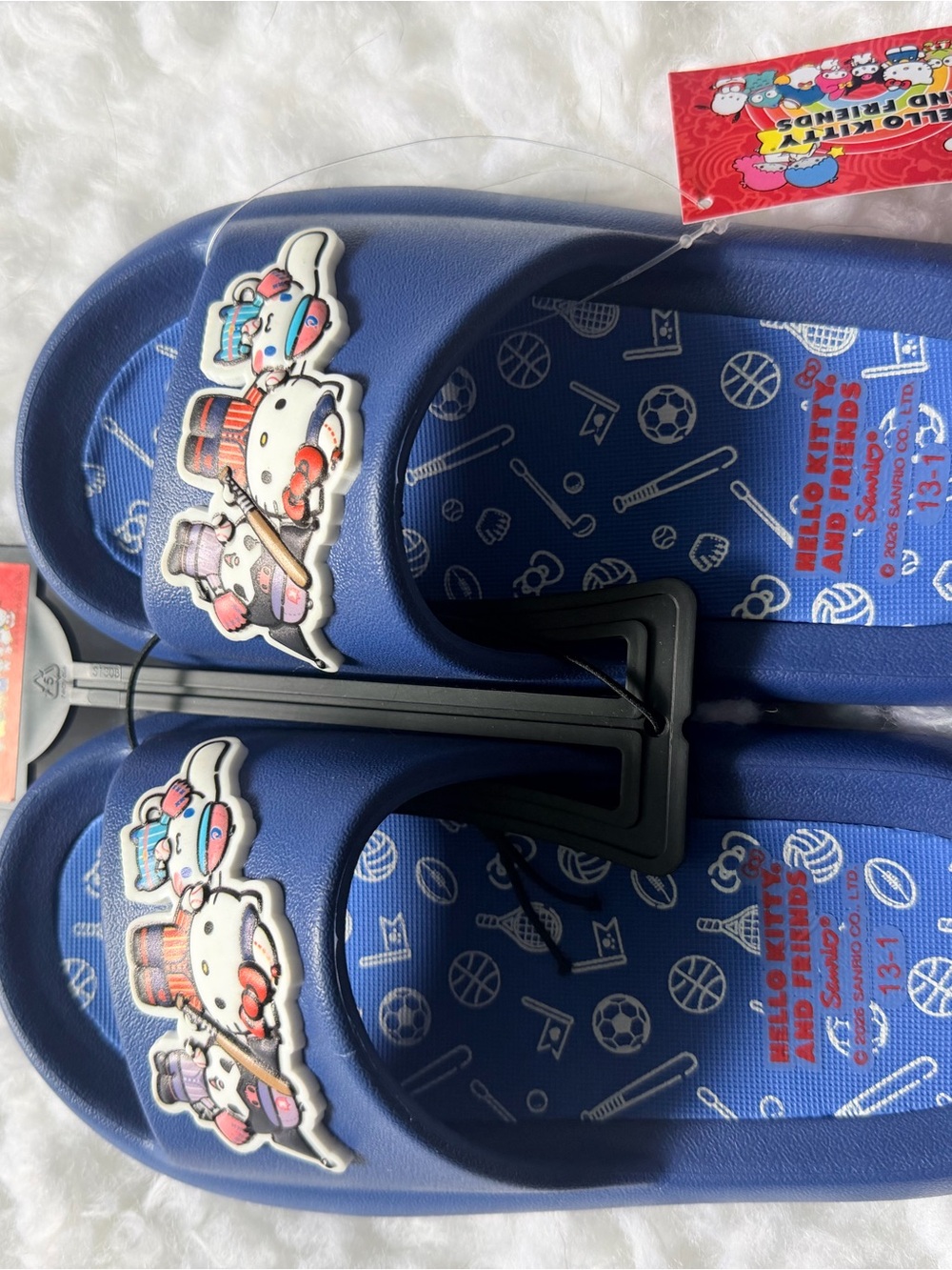 Hello Kitty Girls Navy Blue Slide Sandals with Character Accents